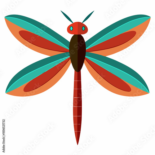 Graceful Dragonfly Vector Illustration Gliding Over Still Water
