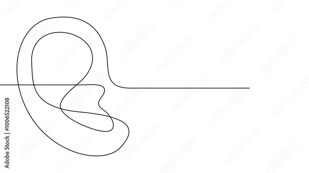 Human ear continuous one line drawing. World deaf day single line concept template
Human ear continuous one line drawing. World deaf day single line concept template