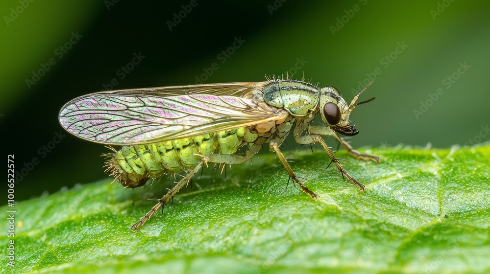 Macro Photography of a Delicate Insect Perched on a Leaf Showing Detailed Wing Patterns Macro Photography of a Delicate Insect Perched on a Leaf Showing Detailed Wing Patterns