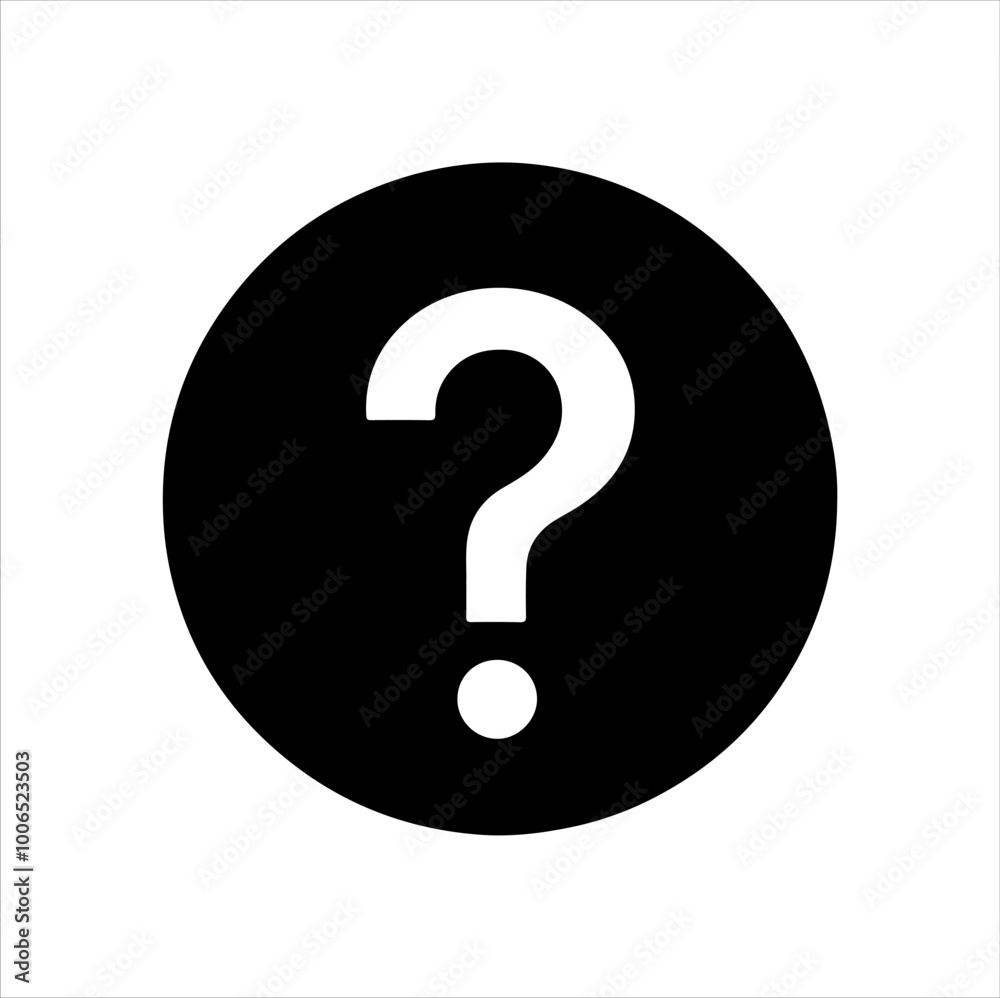 Black round shape with white question mark icon silhouette vector illustration design on white background. Black round shape with white question mark icon silhouette vector illustration design on white background.