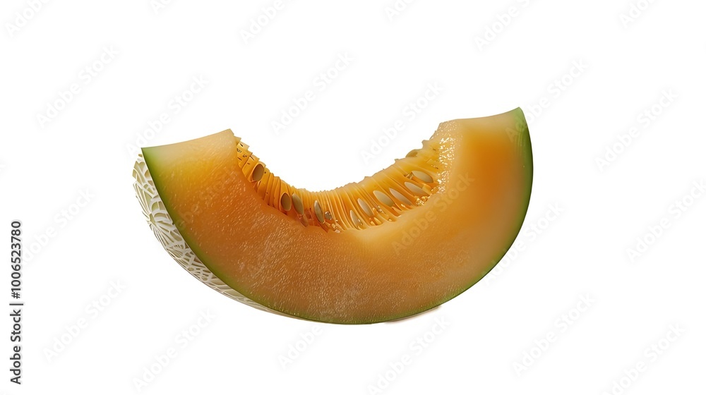 Sliced melon, product photography, side view, studio lighting, white background, high resolution Sliced melon, product photography, side view, studio lighting, white background, high resolution