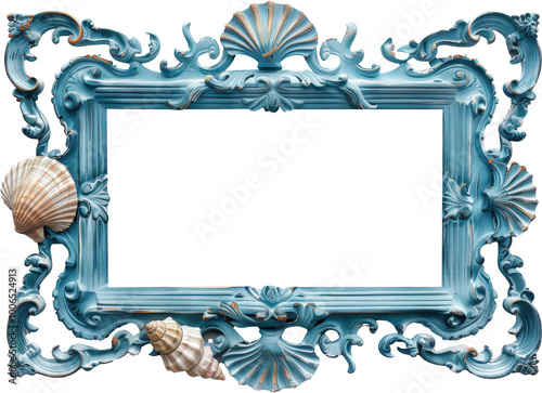 Blue ornate frame with shells