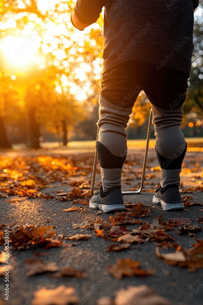 A person walks through a beautiful autumn park, surrounded by fallen leaves and warm sunlight, showcasing a moment of tranquility. A person walks through a beautiful autumn park, surrounded by fallen leaves and warm sunlight, showcasing a moment of tranquility.