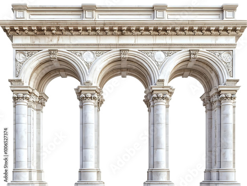 Classical White Marble Arch with Transparent Background