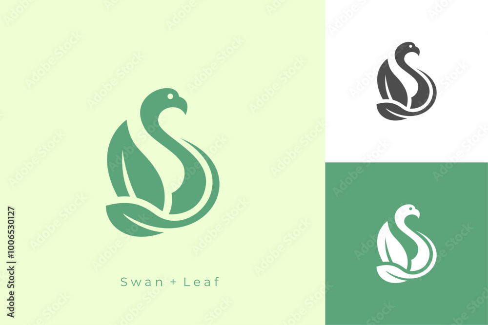 Logo Swan With Leaf Tail. Letter S with Animal Logo
Logo Swan With Leaf Tail. Letter S with Animal Logo