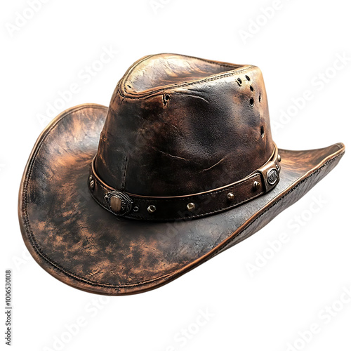 Rustic Brown Leather Cowboy Hat Photo - Western Wear photo