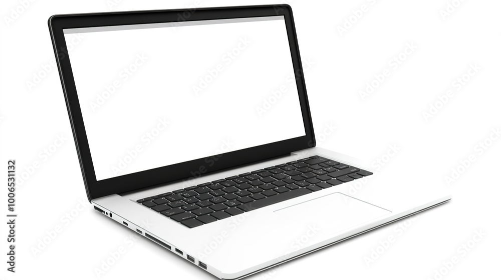 A sleek laptop positioned elegantly against a clean white background, showcasing its modern design and versatility. The laptop's screen displays vibrant colors, A sleek laptop positioned elegantly against a clean white background, showcasing its modern design and versatility. The laptop's screen displays vibrant colors,