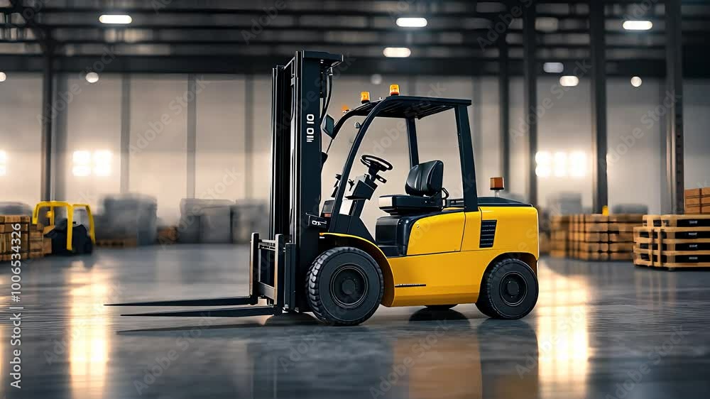 custom made wallpaper toronto digitalYellow Forklift in a Large Industrial Warehouse Setting