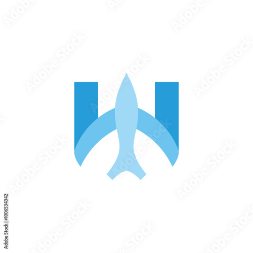 letter w blue bird wings simple logo vector