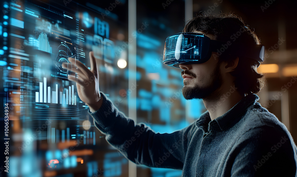 © jajuji - Futuristic Business Collaboration: AI-Driven Strategies, Augmented Reality Insights, Virtual Reality Simulations, and Holographic Financial Data for Smart Office Innovation