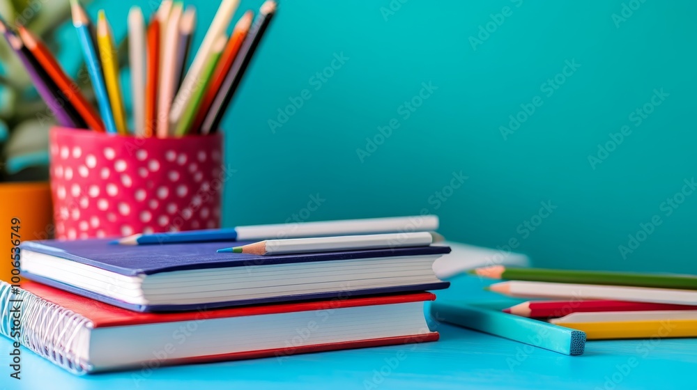 a book on the table and stationery, for studying a book on the table and stationery, for studying
