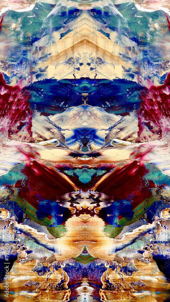 Fototapeta premium Abstract background wallpaper. Ethnic pattern. Mixtures of oil paint. Trendy hand painting canvas. Wall decor and Wall art prints Idea. 3D Texture. Art object