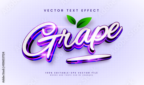 Grape elegant editable vector text effect, with purple concept