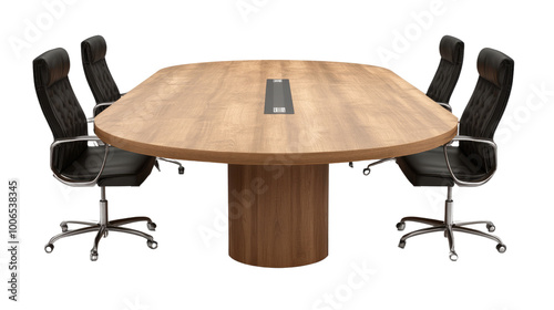 A comfortable black office chair and table set in an empty room, designed for a modern workspace