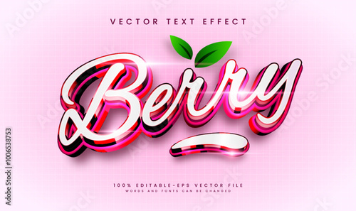Red berry editable vector text effect, with 3d elegant concept