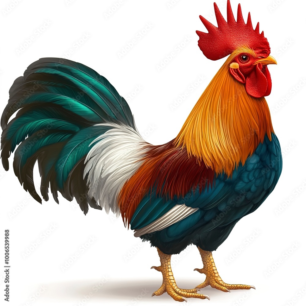 Fototapeta premium rooster standing isolated on a white background