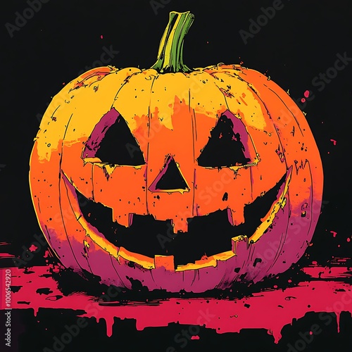 Illustration digital art of a Halloween pumpkin photo