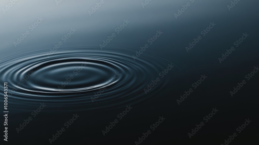 A serene dark water surface reflects light with subtle ripples, creating a peaceful atmosphere perfect for design applications. The left side offers ample copy space A serene dark water surface reflects light with subtle ripples, creating a peaceful atmosphere perfect for design applications. The left side offers ample copy space