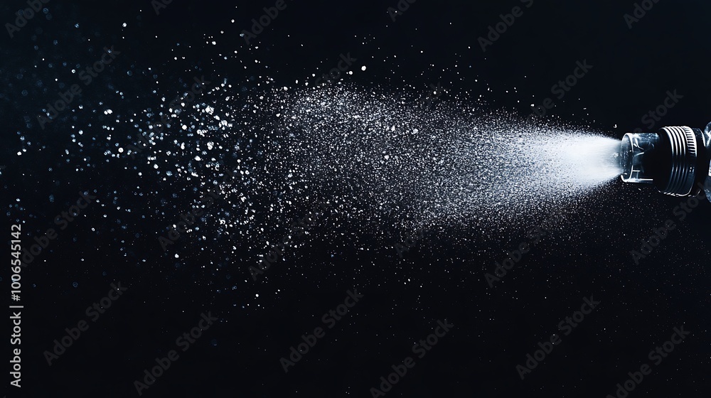 Fototapeta premium aerosol spray water, black background,