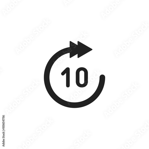 10 seconds forward player skip icon sign design.
