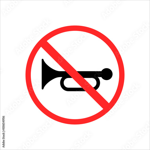 No music no beep vector icon. Isolated prohibited signal vector sign. 