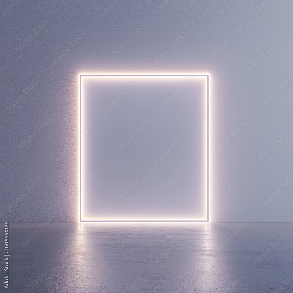 Neon light frame on wall Neon light frame on wall