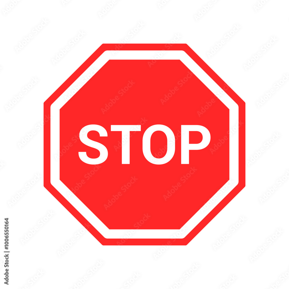 Red Stop Road Sign Vector Icon Red Stop Road Sign Vector Icon