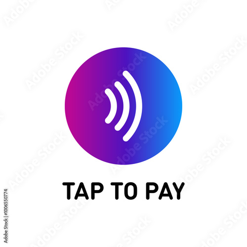 Tap to pay colorful technology vector sticker sign design. Contactless Nfc Wireless Pay Sign Logo design. Isolated Credit Card Payment Vector.