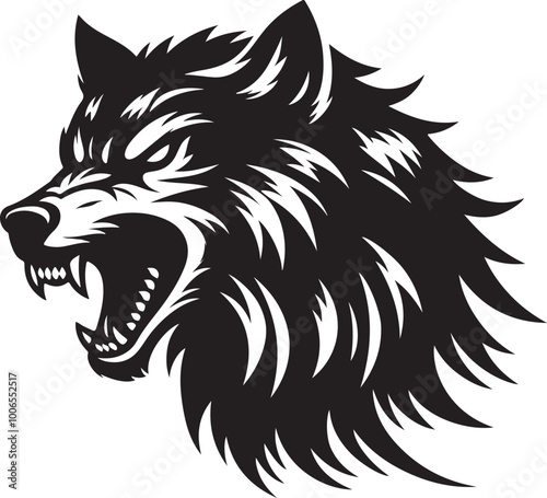 Wolf angry silhouette vector art illustration. photo