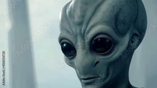 Grey alien face looking you terror horror footage