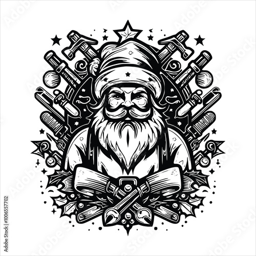 Christmas Silhouette Santa Clip Art Silhouette christmas isolated on white background 
