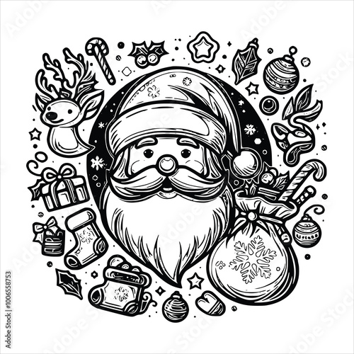 Christmas Silhouette Santa Clip Art Silhouette christmas isolated on white background 
