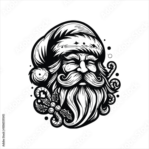 Christmas Silhouette Santa Clip Art Silhouette christmas isolated on white background 
