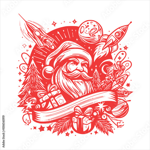 Christmas Silhouette Santa Clip Art Silhouette christmas isolated on white background 
