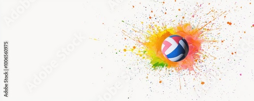 Dynamic American Volleyball Graphic with Vibrant Colors