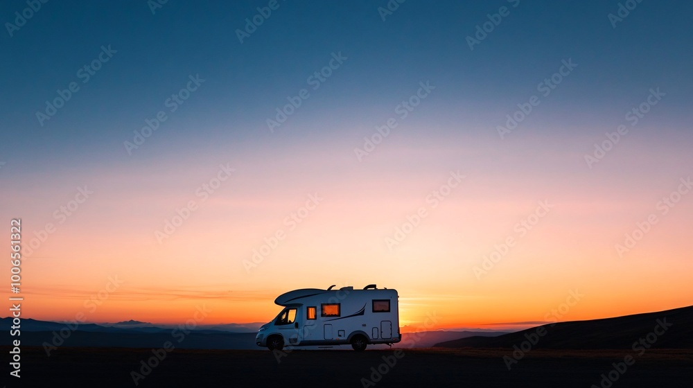 camping van at sunset camping van at sunset