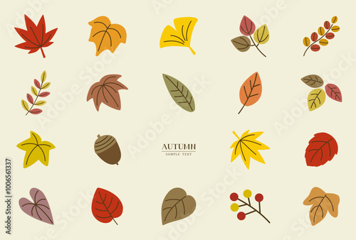 秋の葉っぱ　イラスト素材セット / vector eps	