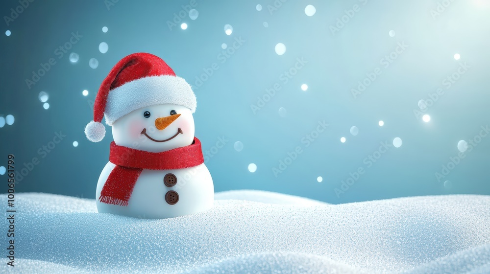 Smiling snowman in snow Smiling snowman in snow