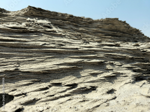 Obraz na płótnie Aeolian landforms. Aeolian deposits sand. Wind erosion deflation. w salonie
