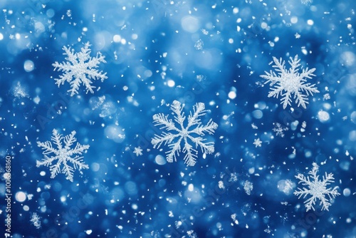 Snowfall patterns on blue backdrops available