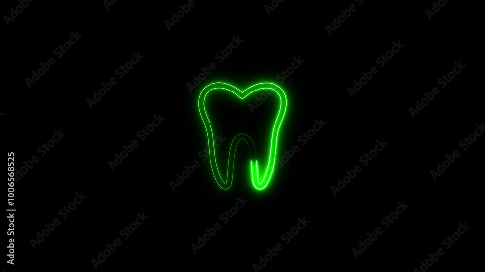 Neon tooth icon animation. Glowing neon tooth sign symbol. Oral health care, teeth diagnostics, check and treatment teeth, stomatology concept. Neon tooth icon animation. Glowing neon tooth sign symbol. Oral health care, teeth diagnostics, check and treatment teeth, stomatology concept.
