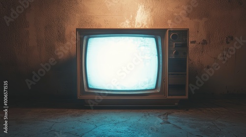 Vintage TV with blank screen photo