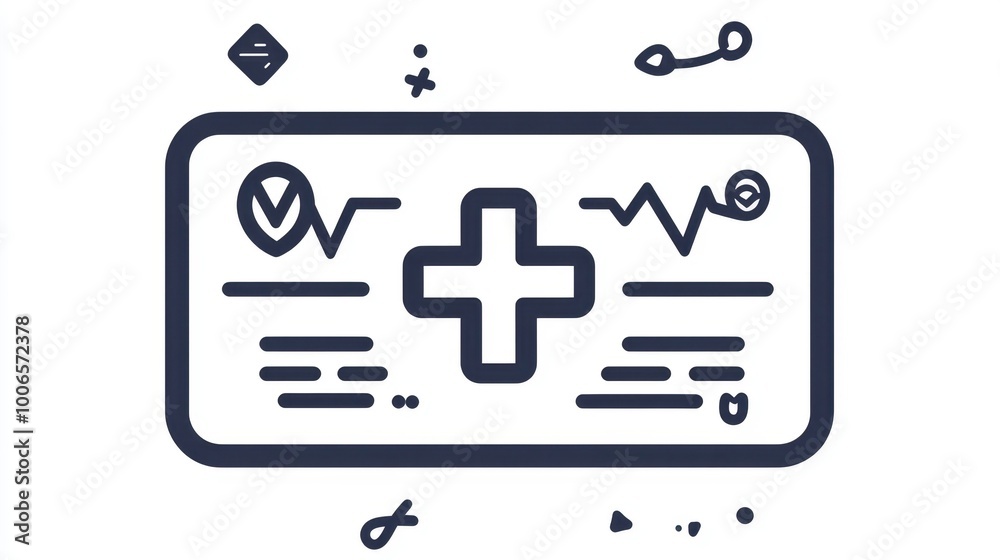 Obraz premium Health Card Icon with Medical Symbols and Design Elements