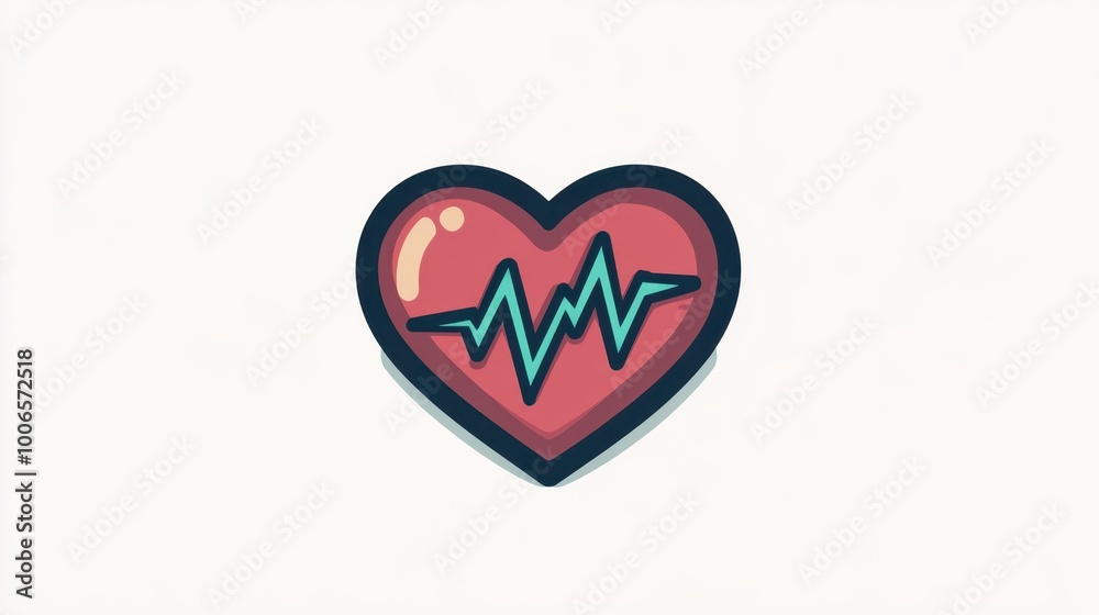 Heart Icon with ECG Line for Medical Themes Heart Icon with ECG Line for Medical Themes
