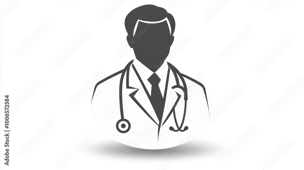 Detailed Silhouette of a Doctor Icon in Medical Design Detailed Silhouette of a Doctor Icon in Medical Design