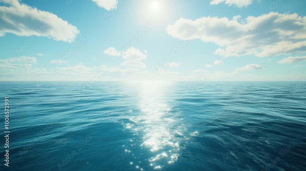 Serene Ocean View Under Bright Blue Sky Serene Ocean View Under Bright Blue Sky