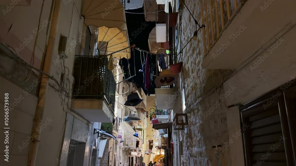 Street in the night. Street in the old town. Bari, Puglia, Italy. Street in the night. Street in the old town. Bari, Puglia, Italy.