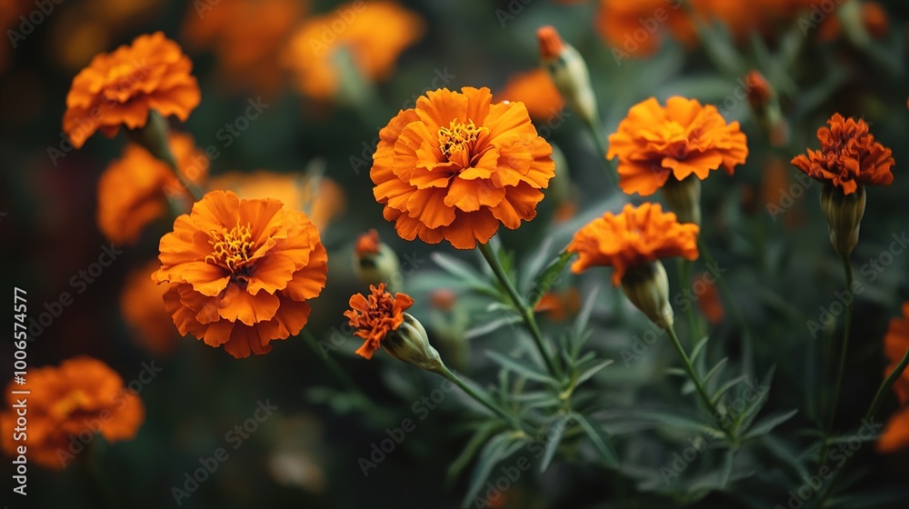 Vibrant Orange Marigold Flowers in Bloom Vibrant Orange Marigold Flowers in Bloom