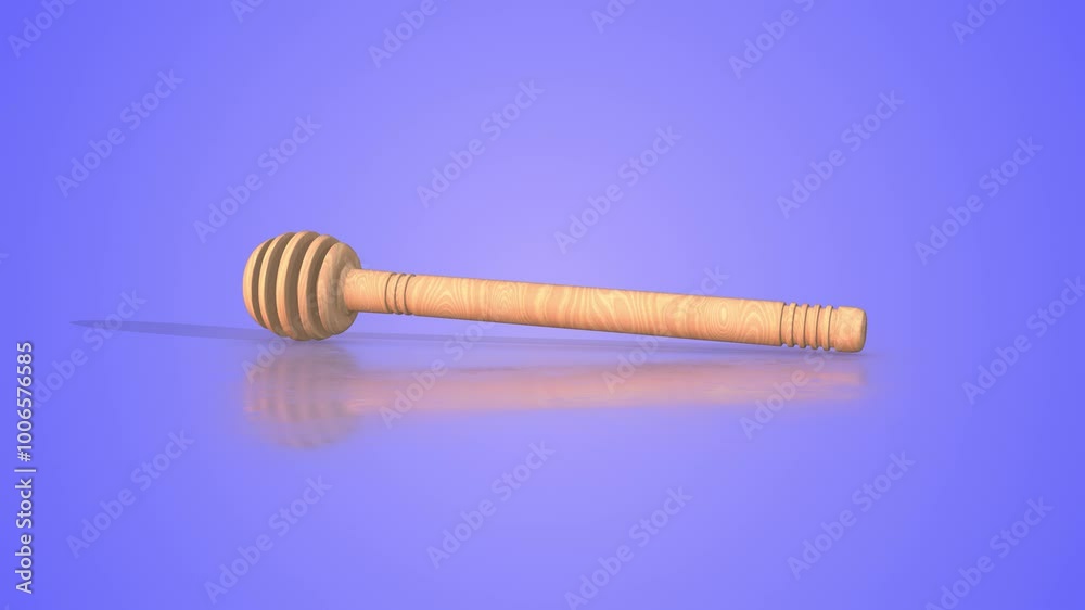 Honey Dipper on a Reflective Floor. Honey Drizzler, Spoon, Stick, Wand. 4K Honey Dipper on a Reflective Floor. Honey Drizzler, Spoon, Stick, Wand. 4K