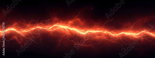 Lightning in the sky, red lightning, dark clouds